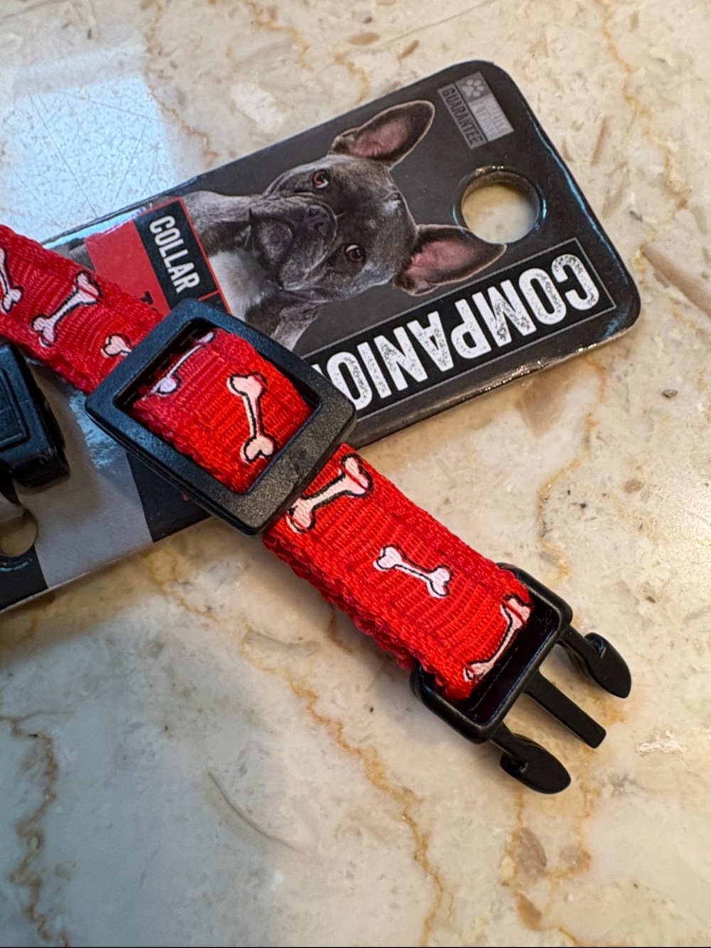 NWT 2-Adjustable Toy Dog Collars - Red & Black Bone Pattern - Picture 14 of 16